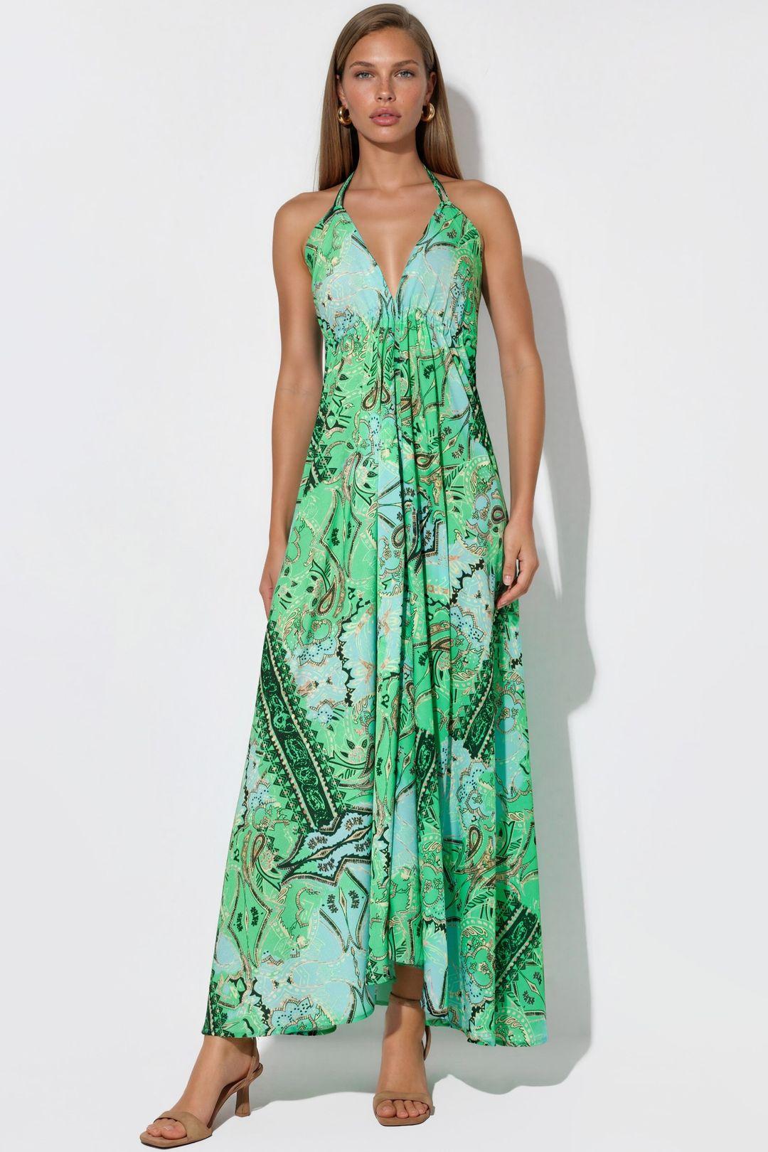 Ethnisch gemustertes Boho-Maxikleid