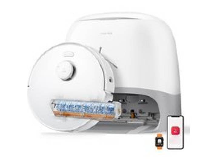 Roborock Qrevo Curv 2 Flow Aspirateur Robot Laveur avec Station 20000Pa Lavage à leau Chaude 75℃ Anti-Tangle