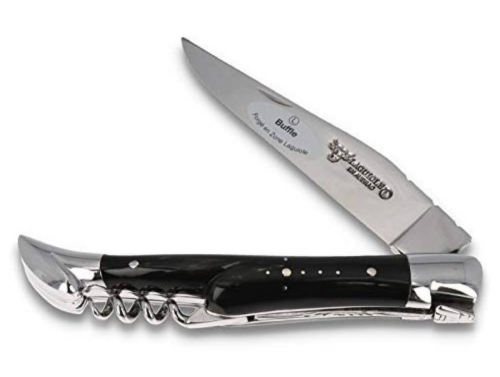 Laguiole en Aubrac Taschenmesser L0311BUIS 11 cm, Korkenzieher, Backen glänzend, Griff Büffelhorn