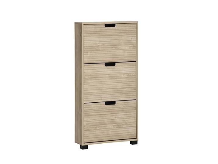 Schildmeyer Emmik 159444 Meuble à Chaussures\, avec décor chêne Blanc/rayé\, 59\,8 x 19\,5 x 124 cm