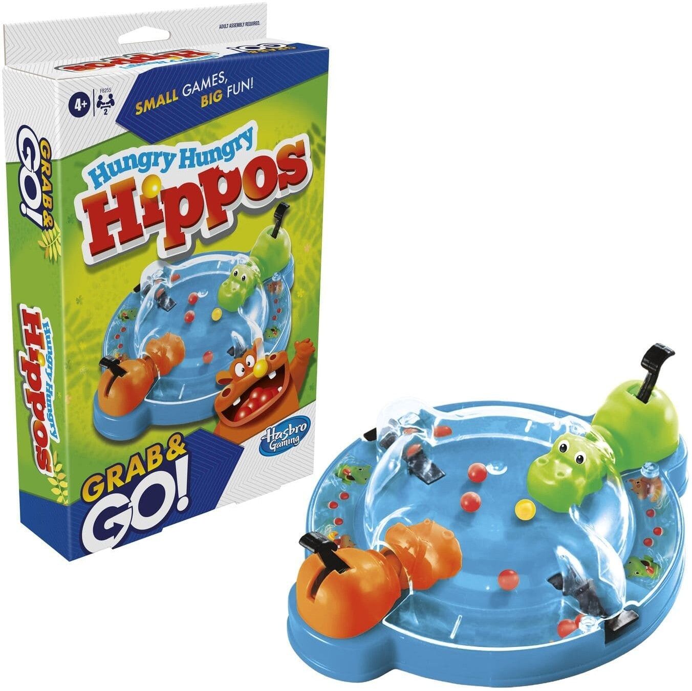 Hungry Hungry Hippos - Grab ; Go - Portable Table Game for 2 Players - Hasbro