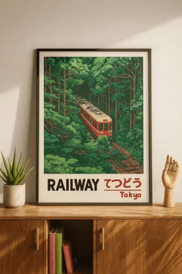 Inspire Picks Tokyo Rainy Night Railway Canvas Print Retro Japanese Cityscape Wall Art Decor 8 30x40cm No Frame