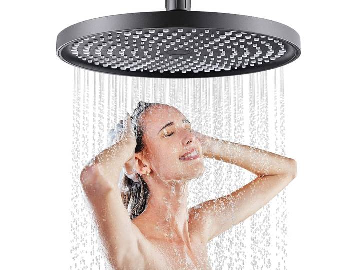 Kopfbrause Regendusche 25cm Schwarz 360° Verstellbar Wassersparend