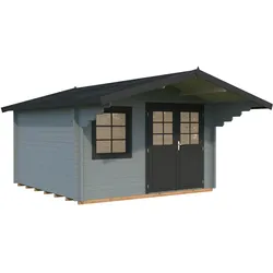 Palmako Gartenhaus Sally 12,3 m2 - 44 mm hellgrau/anthrazit lackiert