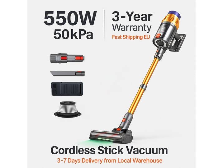 MPQU 550W aspirateur à main sans fil bâton 55kPa forte aspiration batterie détachable écran tactile filtre HEPA balai électrique