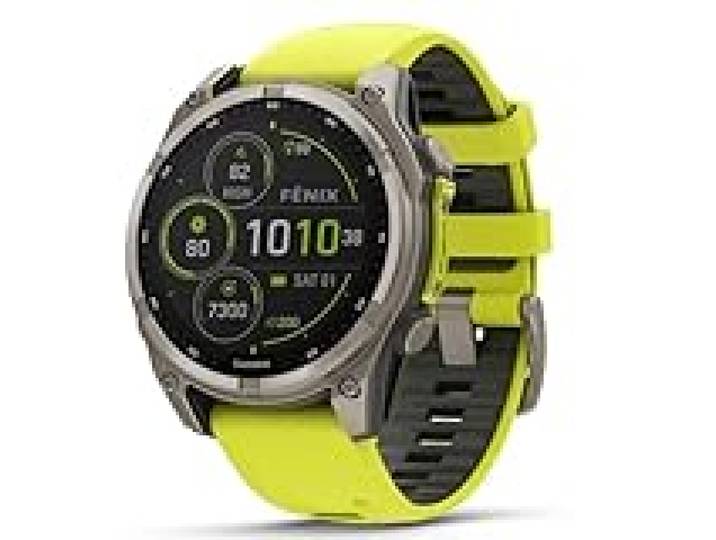 Garmin Fenix Solaire en Titane Saphir avec Bande en Silicone Ampyllow/Graphite 8-47 mm