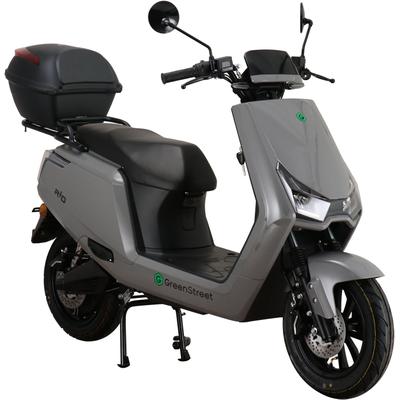 E-Mofaroller GREENSTREET "Rio 2000W 25 kmh grau inkl. Topcase", grau (grau, schwarz), Elektromotorroller, 25 km/h, bis zu 90 km Reichweite, breites Rücklicht zur besseren Sichtbarkeit, B:76cm H:116cm L:188cm
