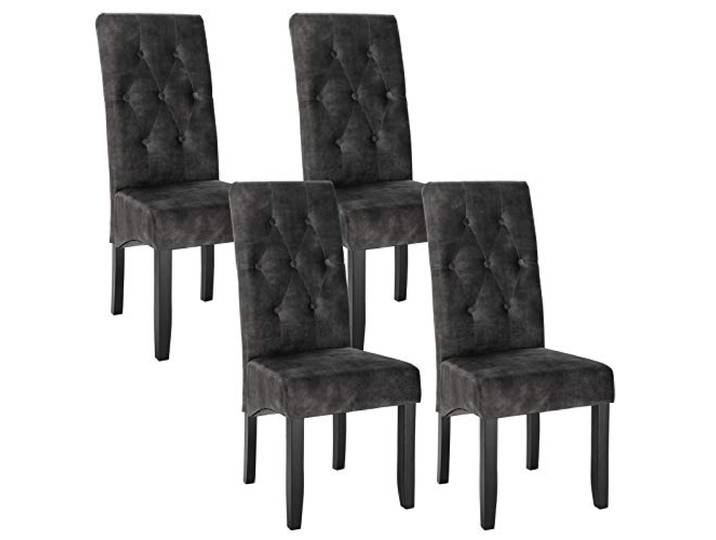 WOLTU Esszimmerstühle 4er Set, Küchenstühle gepolstert Samt, Massivholz, für Wohnzimmer Küche Esszimmer, Dunkelgrau