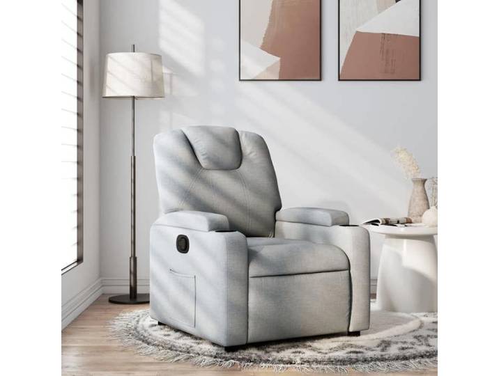 Promo 2026  Fauteuil inclinable Charge 150kg 74x88x97 cm - Fauteuil Releveur Relax en tissu gris clair 5845