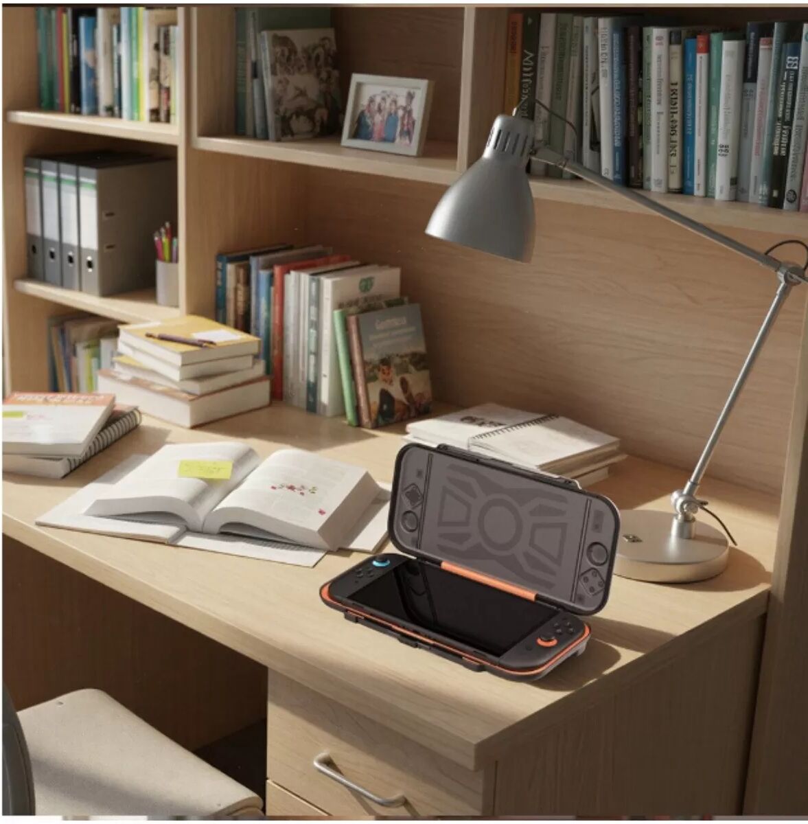 INF 2-in-1 Orange PC Aufbewahrungskoffer kompatibel mit Switch2 - Schützende Tragetasche mit 14 Spielkartenfächern