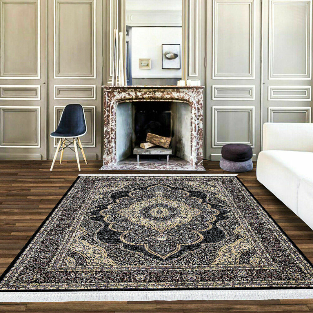 Astoria Grand Mccallum Oriental Area Rug Black Rectangle 60cm x 220cm