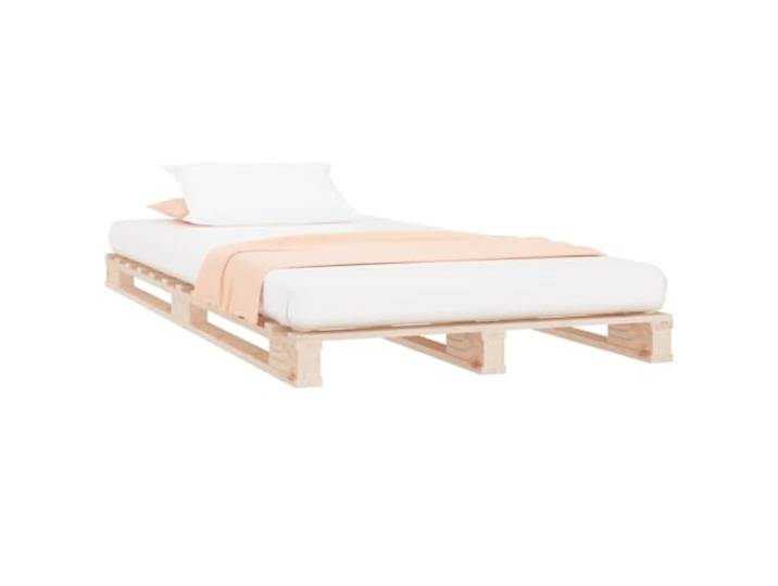 KTHLBRH Palettenbett 75 x 190 cm Small Single aus massivem Kiefernholz Lattenrost inklusive, natürliche Robustheit, einfache Montage, Matratze nicht im Lieferumfang enthalten