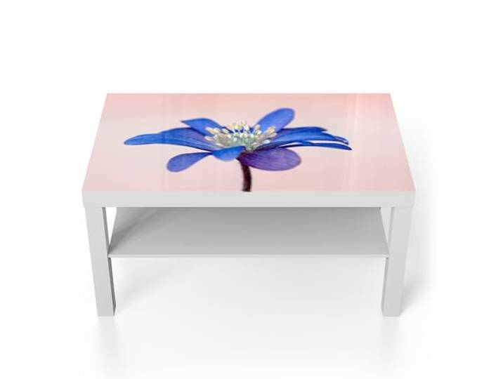 DEQORI Glastisch weiß groß 90x50 cm Motiv Blaue Eleganz ausgefallener Beistelltisch aus Glas Hochglanz Couchtisch fürs Wohnzimmer moderner Couch Tisch mit Design