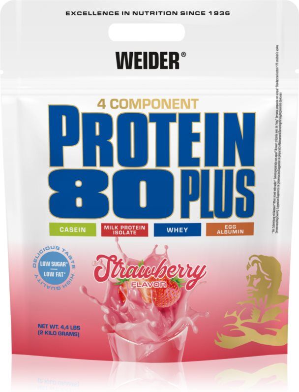 Weider Protein 80 Plus Molkenprotein mit Aminosäuren Geschmack Strawberry 2000 g