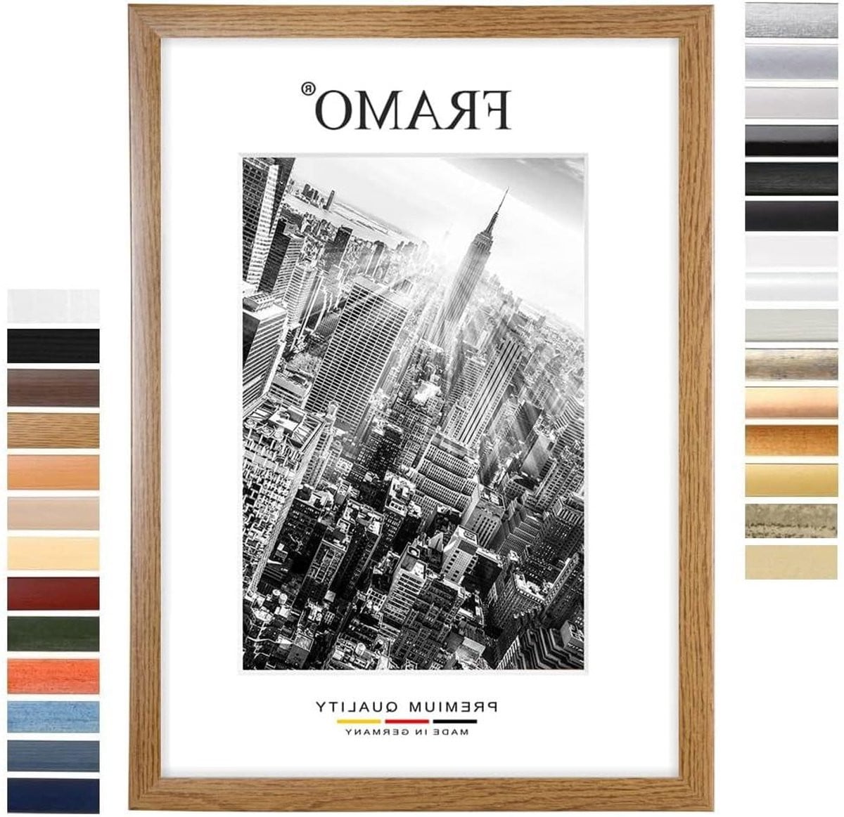 Handgemaakte houten fotolijst voor poster in rustiek eiken, 61 x 91 cm
