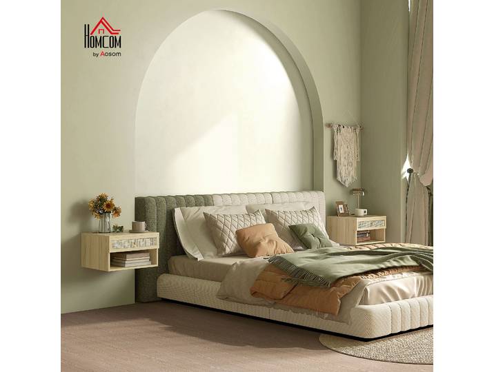 HOMCOM Tables Chevet Murales Bois Tiroir Coulissant 40cm