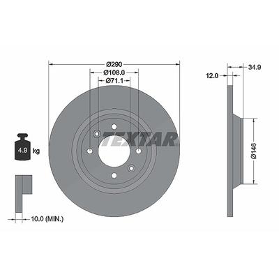 Textar Bremsscheibe [Hersteller-Nr. 92231303] für Citroën, Ds, Ds (capsa), Peugeot