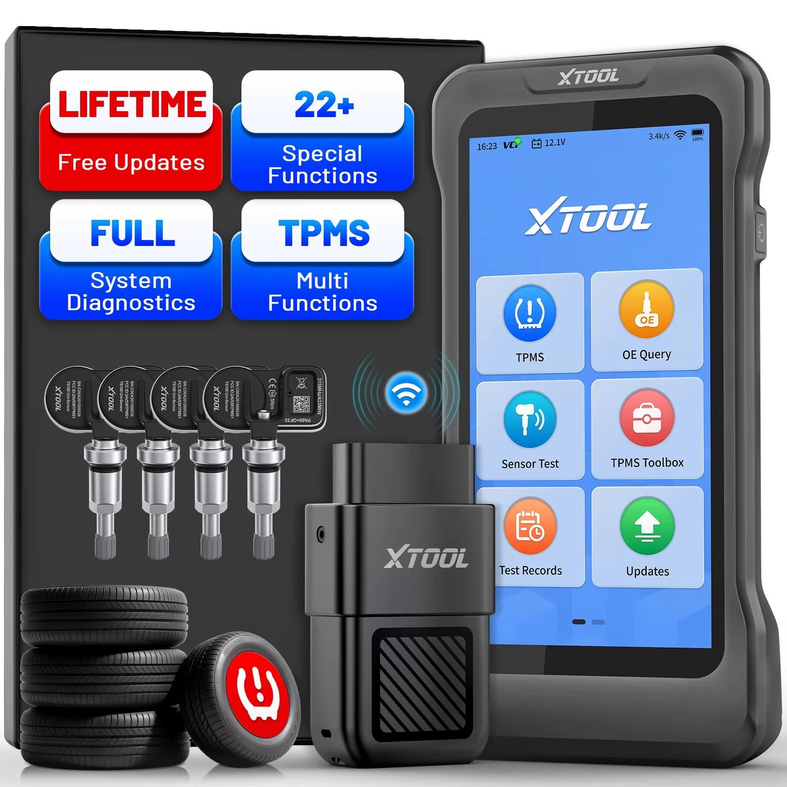 TPMS-Diagnosegerät - TP580 - Mit 4 M TS100-Sensoren - WLAN - TPMS-Programmierung - OBD2-Scanner - 22+ Sonderfunktionen - Lebenslange Updates