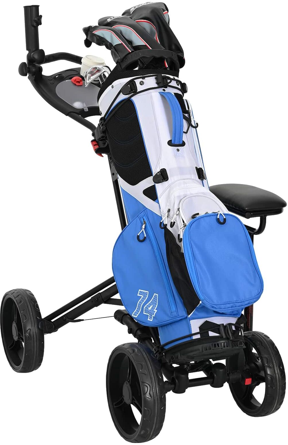 vidaXL Trolley de Golf avec Siège Noir Aluminium Pliable