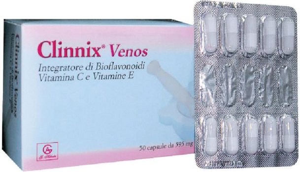 ABBATE A&V PHARMA Srl Clinnix Venos, Integratore con Bioflavonoidi, Vitamina C ed E, 50 Capsule per Salute Circolatoria