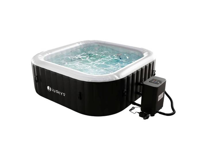 Juskys Whirlpool SpaLuxe aufblasbar 185x185x65 cm schwarz/weiß, Schwarz, Kunststoff, 185x65x185 cm, Freizeit & Co, Wellness & Gesundheit, Whirlpools