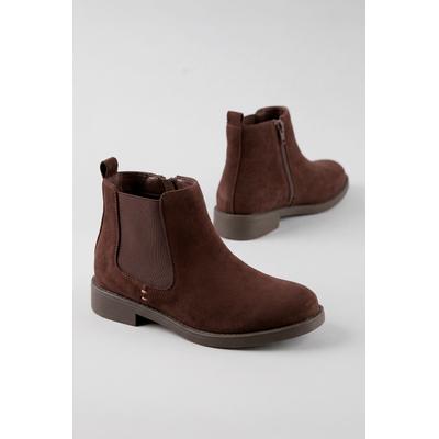 Chelseaboots ANISTON SHOES, Damen, Gr. 39, dunkelbraun, Textil, Veloursleder, unifarben, Basic, Schuhe Chelseaboots, Stiefelette, Blockabsatz, mit breitem Stretch
