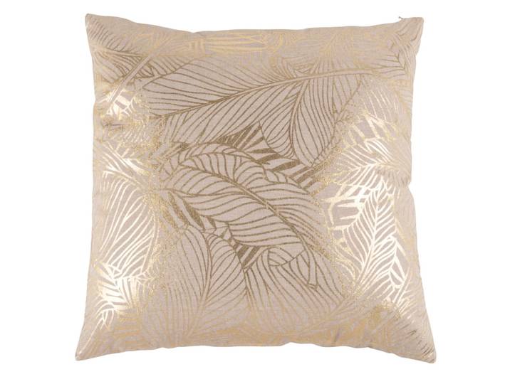 Kissen, beige mit goldfarbenen grafischen Motiven, 50x50cm