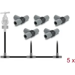 Delock T-Verbinder für 4,6 mm Micro-Drip Bewässerungsschlauch grau / schwarz 5 Stück