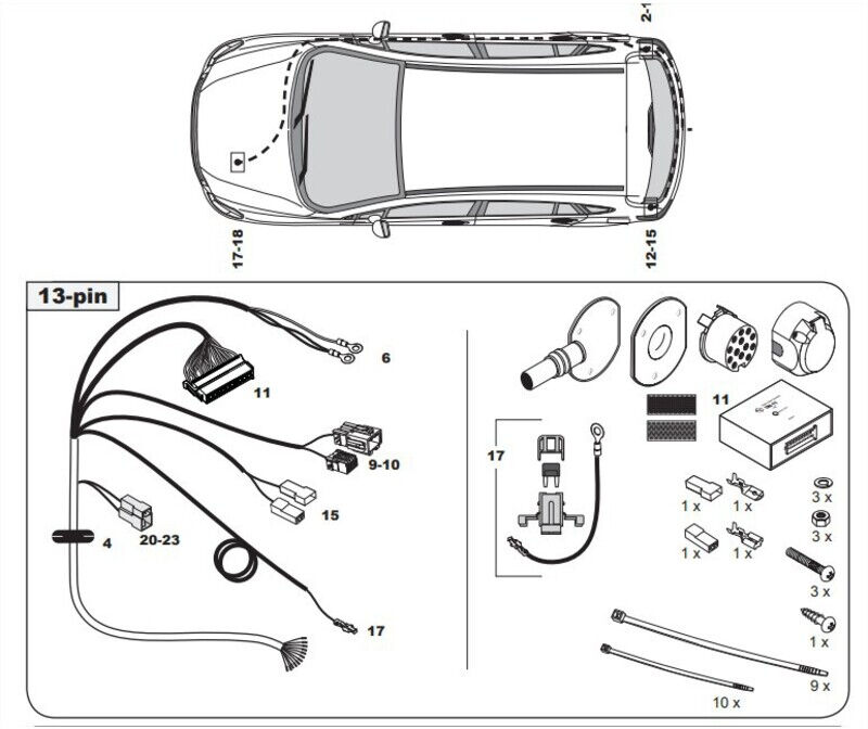 FAISCEAU SPECIFIQUE 13 BROCHES POUR HONDA CR-V (11/12-12/14)