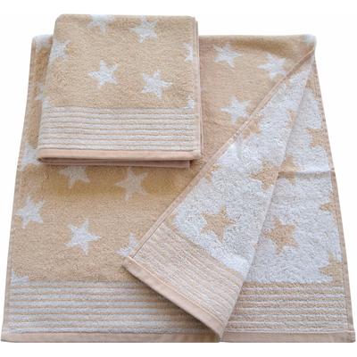 Handtücher DYCKHOFF "Stars", beige (sand), B:50cm L:100cm, Walkfrottee, Obermaterial: 100% Baumwolle, Handtücher, mit Sternen und Bordüre