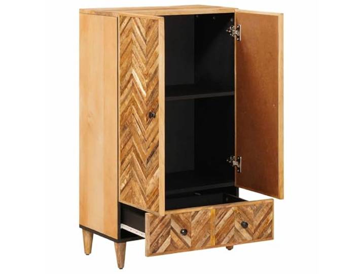 GPUTYGHN Stauraumschrank Braun 60 x 33,5 x 100 cm Massivholz Mango Messingknöpfe, Rechteckige Form, Für Medienlagerung, Montage Erforderlich