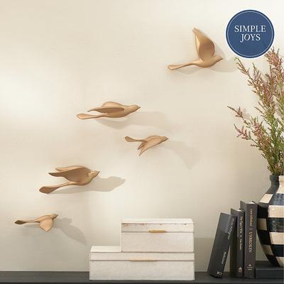 Birds Of Flight Ceramic Wall Decor, Set Of Five - Gold - Grandin Road