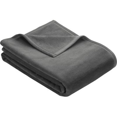 Wohndecke IBENA "Berlin", grau (anthrazit), B:150cm L:200cm, Mischgewebe, Wohndecken, Wohndecke, Hochwertige Konfektion mit Markenpatch, Kuscheldecke