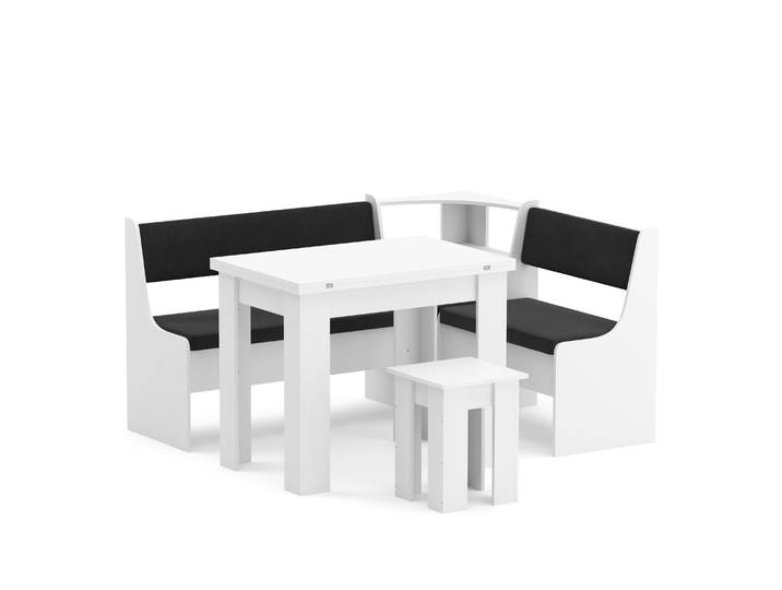 Eckbankgruppe CORNELIA 3-teilig weiss/schwarz