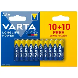 Varta Longlife Power AAA (20 Stk., AAA, 1260 mAh), Batterien + Akkus