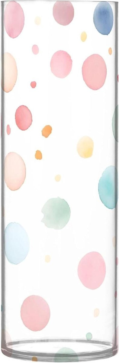 Decoratieve Cilinder Vaas Pastel Dot - Hoogte: 30 cm