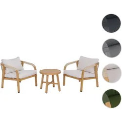 Aluminium Lounge-Set HWC-P82, Gartengarnitur Balkon-Set Stuhl Tisch, Stoff/Textil (220g/m2) ~ Holz-Optik creme