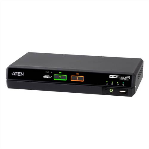 ATEN CS1142DPH4C 2-Port USB 5K DP/HDMI, Dual Bildschirm Universal Secure KVM Switch mit Cardreader
