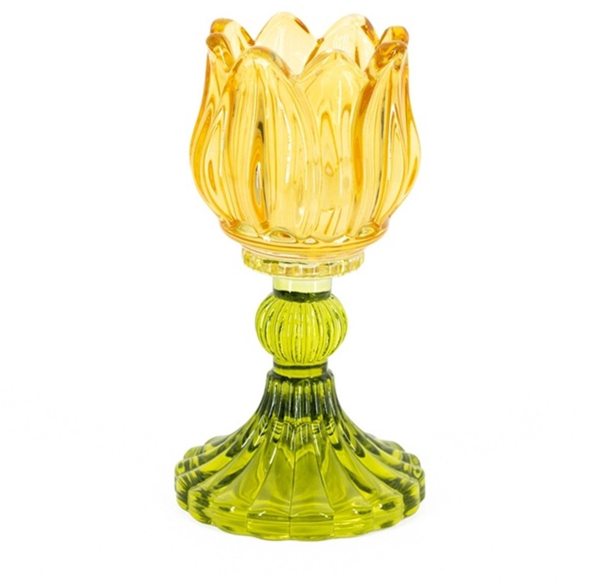 Waxinehouder tulp oranje met roze voor tealights, 7,4 x 14 cm