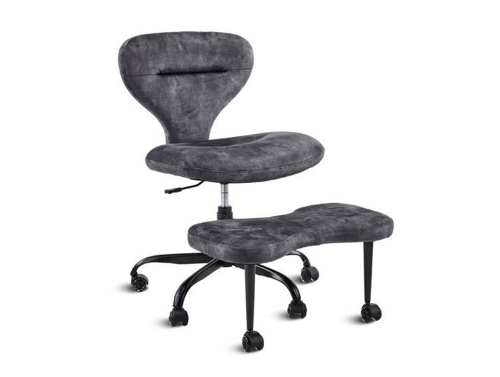 Odikalo Polsterstuhl Bürostuhl Relaxsessel Loungesessel Stoff mit Stille Räder Rückenlehne (Meditationsstuhl mit leisen Rollen, Yoga, breiterer Rückenlehnenstütze und Aufbewahrungstaschen-Design)