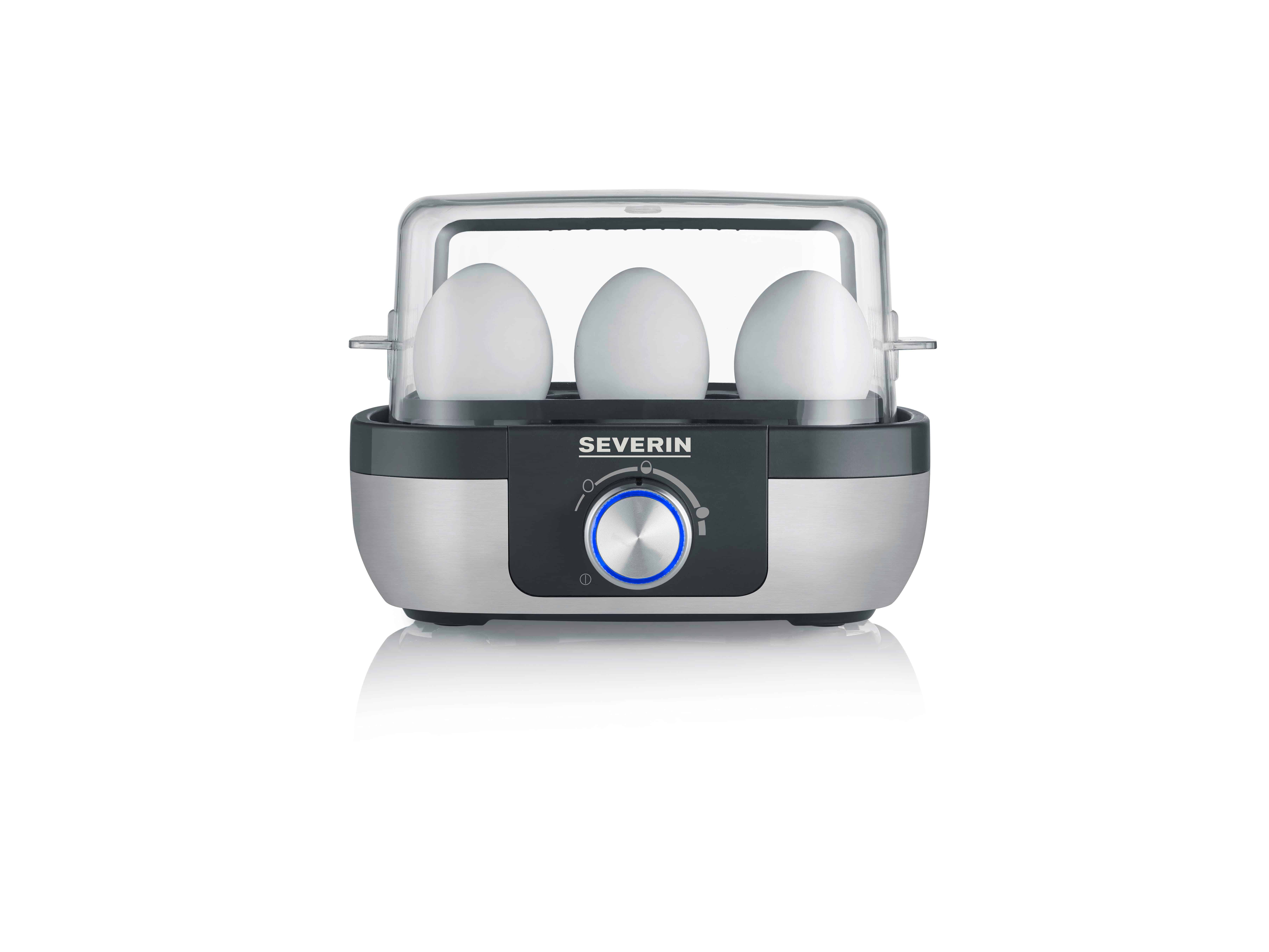 Severin EK3169 Eierkocher für 6 Eier (Edelstahl, Schwarz) EK 3169