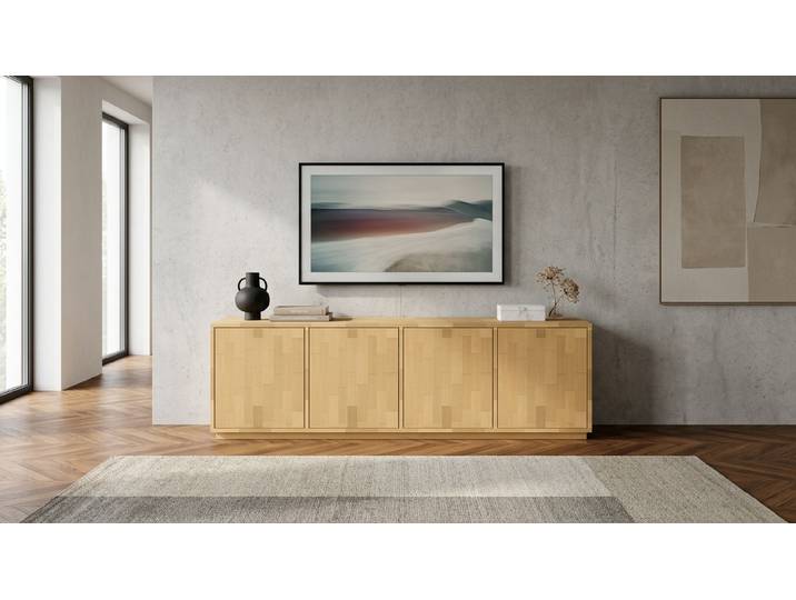 Sideboard mit weißen Türen - TV-Schrank nach Maß Buche Natur geölt