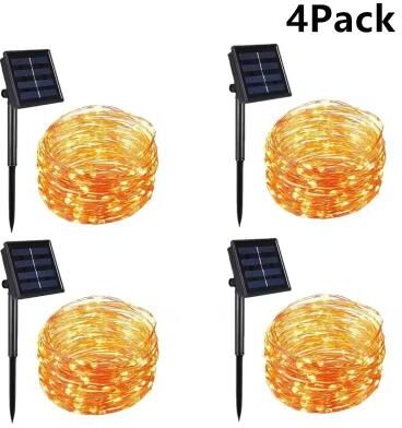 Uplift Treasures LED Solar String Lights Outdoor Garden warm (4 Pcs) 12 M 100 Led