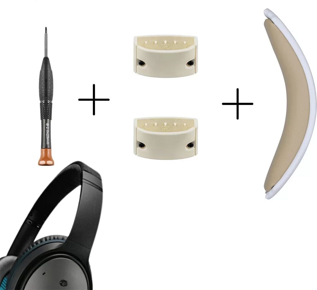 INF Kopfbandpolster mit Montageclip & Entferner kompatibel mit BOSE QC25 — Proteinleder + Memory-Schaum, weicher Komfort und Beige