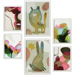 POSTER Set Mit 6 Hasen Und Welpen 2 In Tiere Zusammenfassungen A3 & A4 Weißer Rahmen