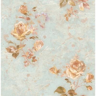 Seabrook Designs Delia Floral Script Unpasted Wallpaper