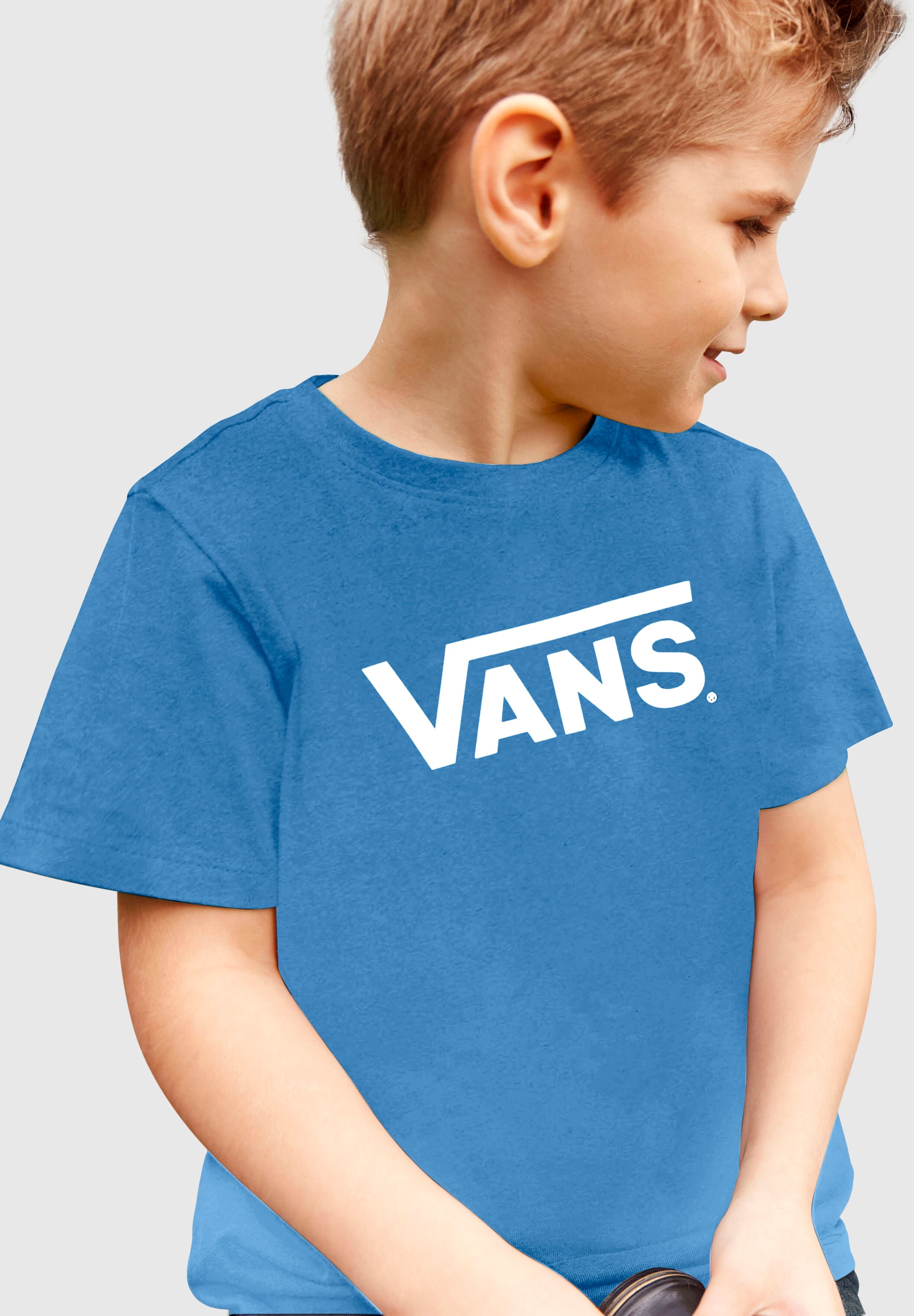 T-Shirt VANS "VANS CLASSIC KIDS", Jungen, Gr. 2 (92), blau (bright azure), Single Jersey, Obermaterial: 100% Baumwolle, Rundhals, Shirts T-Shirt, für Kinder, mit Rundhalsausschnitt, Kurzarm, aus Baumwolle