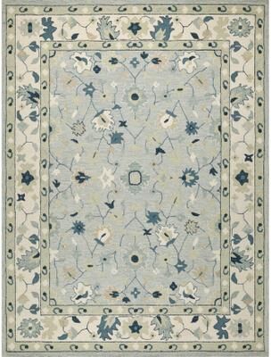 Exquisite Rugs Elegance hand-tufted New Zealand Wool Light Blue/Ivory/Navy Area Rug