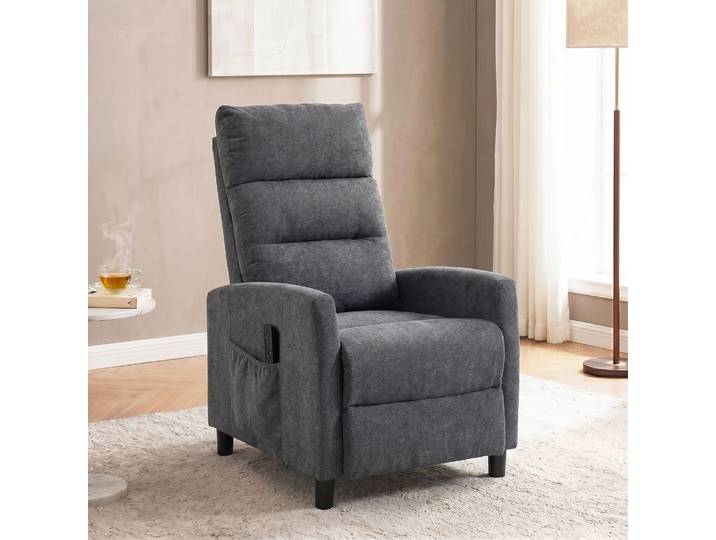HOMCOM Fauteuil Massant Inclinable 160° Chenille Gris Repose-pieds