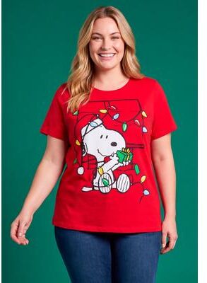 Plus Size Women's Joy Snoopy Crewneck Tee by Disney in Tango Red (Size 5X)